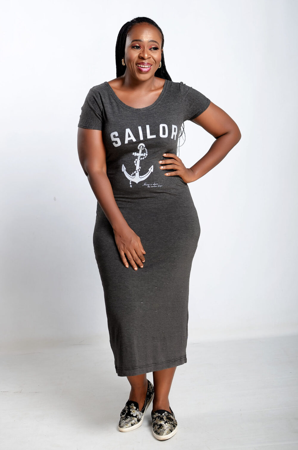 Jersey Tee Dress - Grey - Image 2