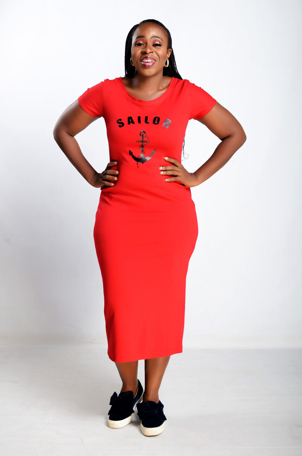 Jersey Tee Dress - Red - Image 2